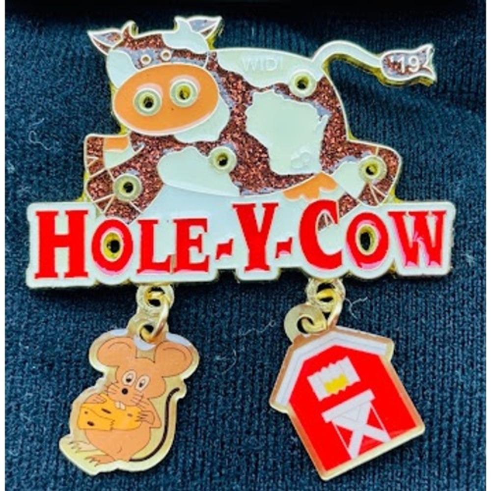 2019 Wisconsin WIDI Destination Imagination Hole-Y-Cow Dangle Enamel Trading Pin
